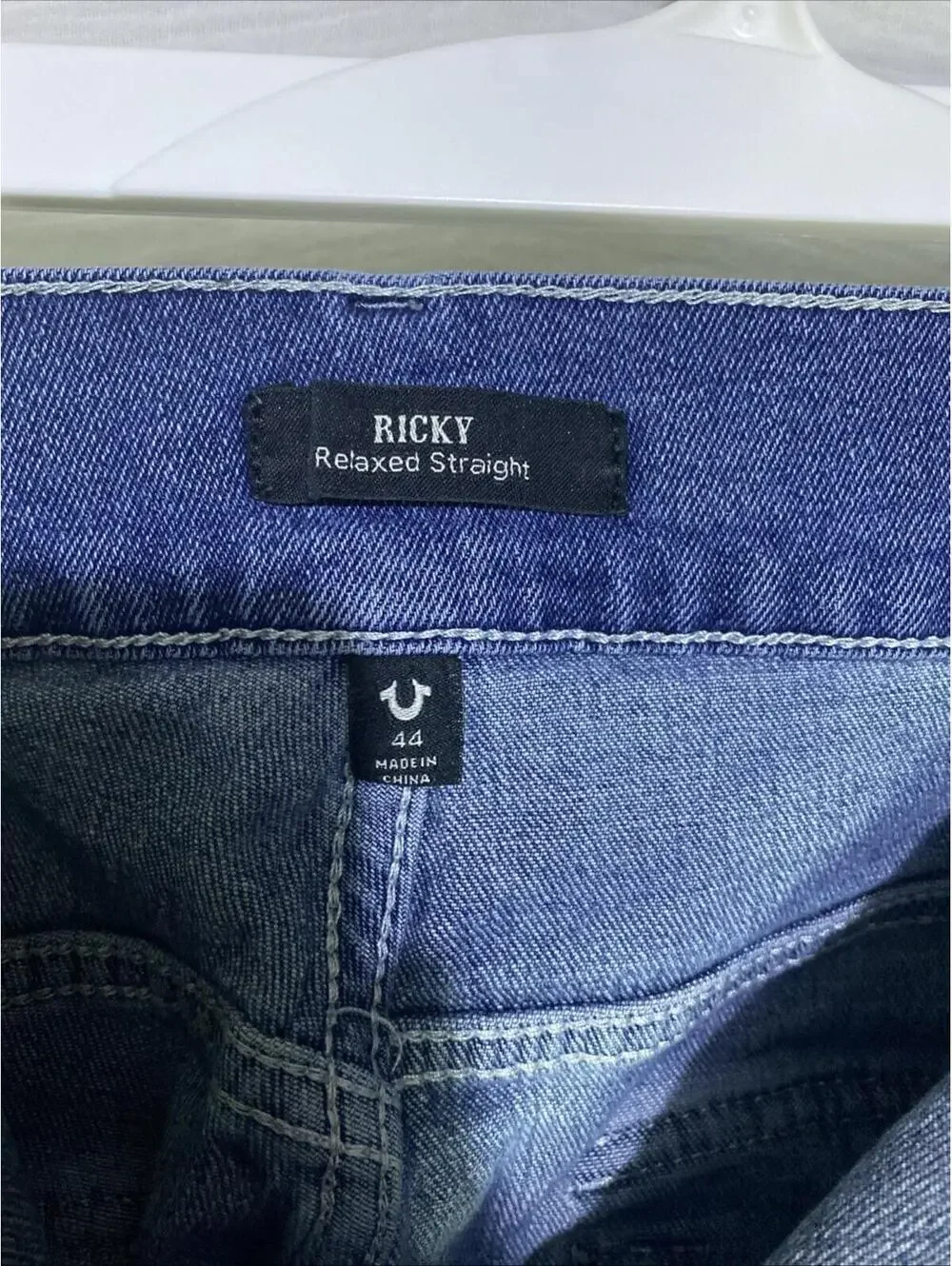 True Religion Mens 44 Relaxed Slim Blue Denim Flap Pocket Dark Wash